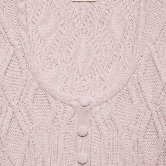 For Love & Lemons Chenille Cable Knit Cardigan Pink - Picture 7 of 7